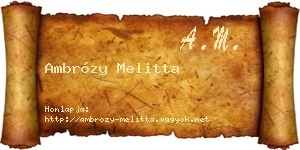 Ambrózy Melitta névjegykártya